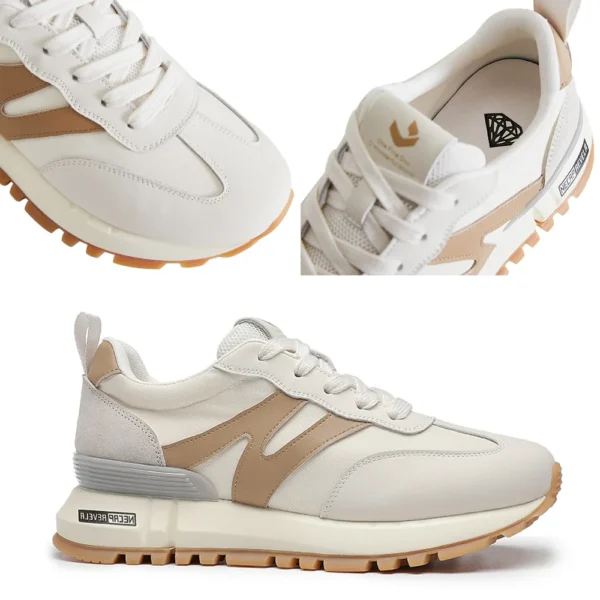 SOMILISS Genuine Leather Women Sneakers Lace-Up Round Toe Casual Shoes - Image 5