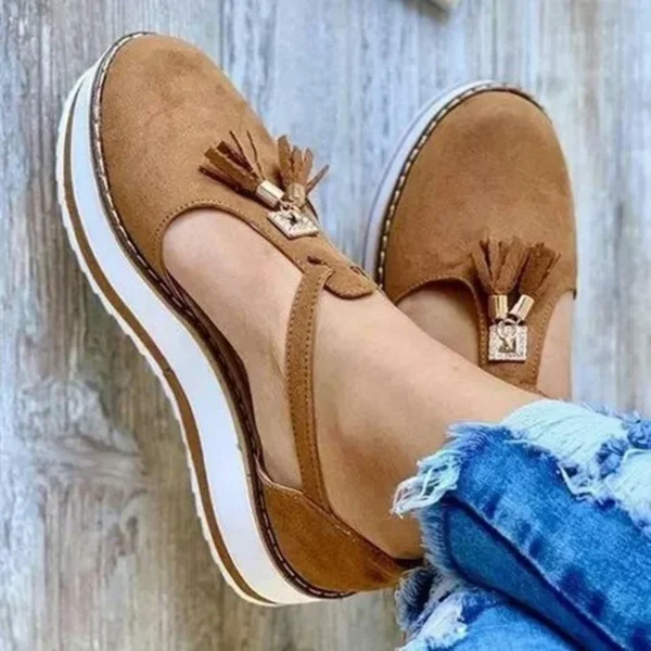 Comfy Work Shoes Womens Height Increase Fringe Buckle Casual Sandals - Image 3