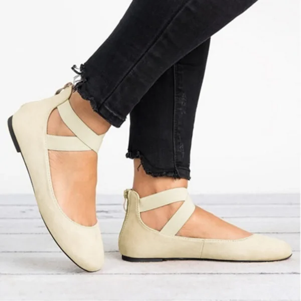 Comfy Work Shoes Womens Breathable Elastic Band Zipper Flat Sandals - Image 3