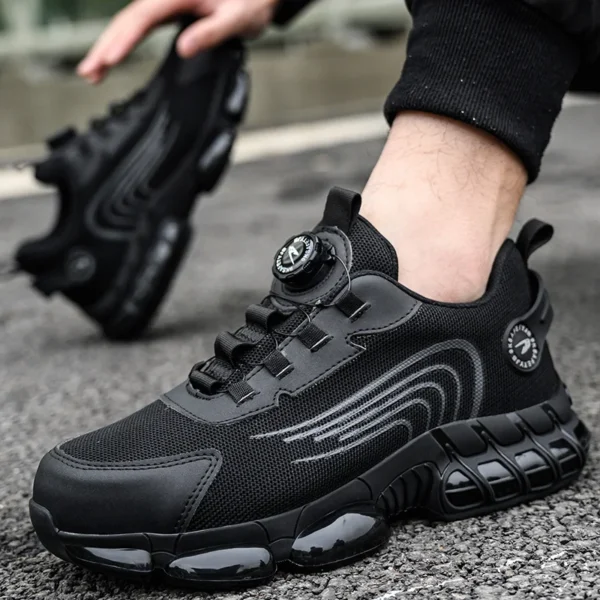 Work Sneakers Mens – Rotary Buckle Steel Toe Safety Shoes for Protection - Image 4
