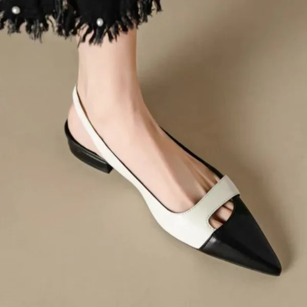 Comfy Work Shoes Womens Pointed Leather Color Block Light Sandals - Image 3
