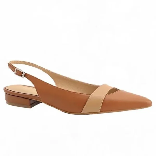 Comfy Work Shoes Womens Pointed Leather Color Block Light Sandals - Image 6