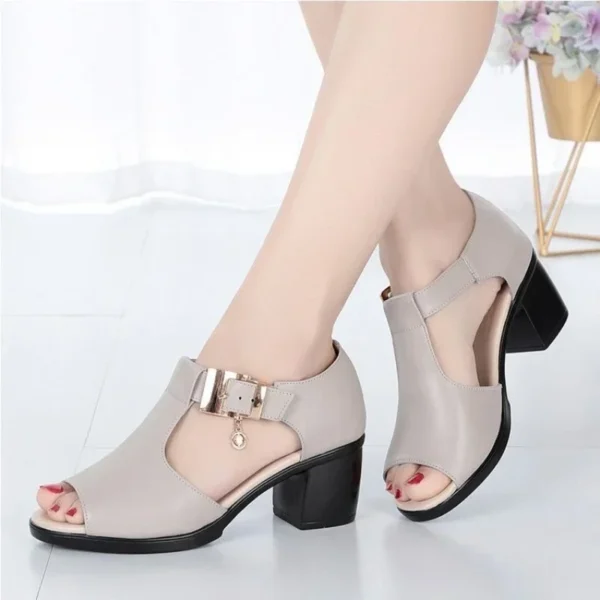 Comfy Work Shoes Womens High Heels Buckle Outdoor Walking Sandals - Image 4