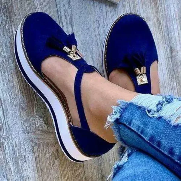 Comfy Work Shoes Womens Height Increase Fringe Buckle Casual Sandals - Image 2