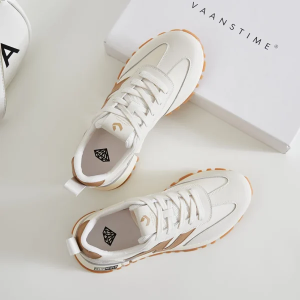SOMILISS Genuine Leather Women Sneakers Lace-Up Round Toe Casual Shoes - Image 2