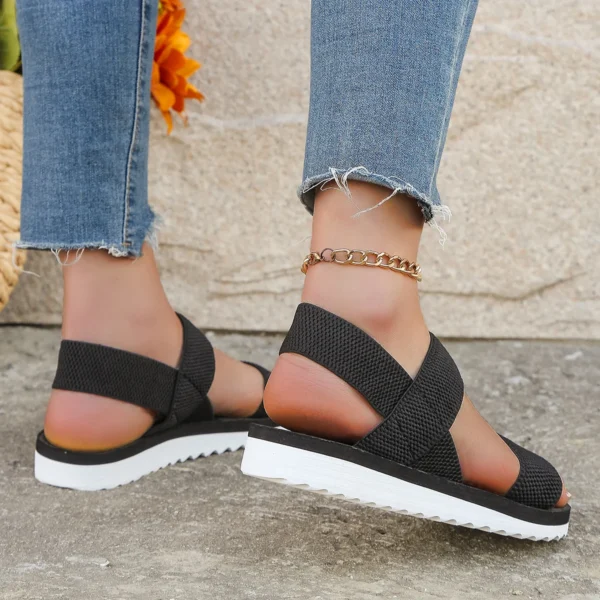 Comfy Work Shoes Womens Fashion Anti-Slip Flat Sandals Pure Black - Image 3