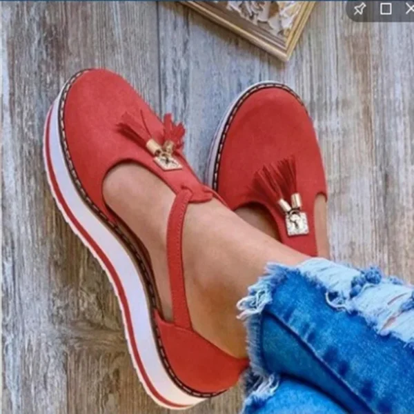 Comfy Work Shoes Womens Height Increase Fringe Buckle Casual Sandals - Image 4