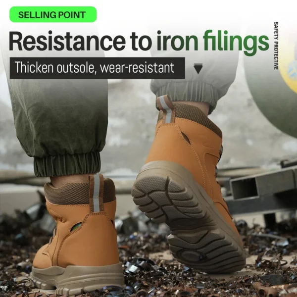 Work Sneakers Mens: Rotating Buttons Steel Toe Safety Boots. - Image 4