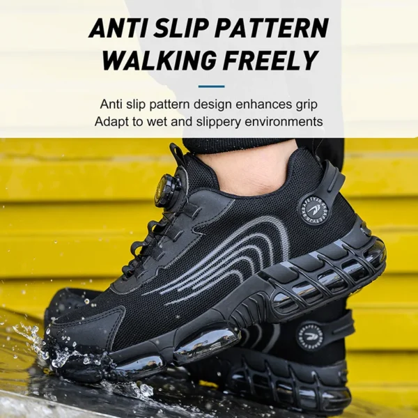 Work Sneakers Mens – Rotary Buckle Steel Toe Safety Shoes for Protection - Image 3