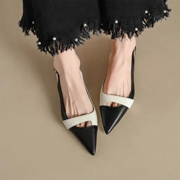 Comfy Work Shoes Womens Pointed Leather Color Block Light Sandals - Image 5