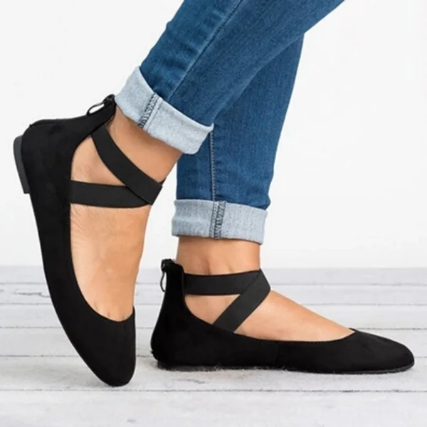 Comfy Work Shoes Womens Breathable Elastic Band Zipper Flat Sandals - Image 2