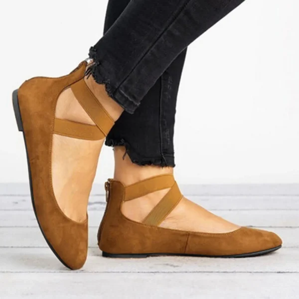 Comfy Work Shoes Womens Breathable Elastic Band Zipper Flat Sandals