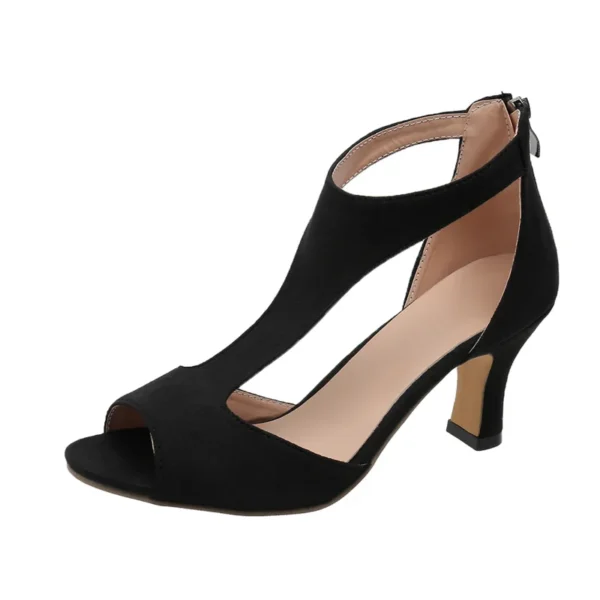2025 Summer Women Fish Mouth Sandals Back Zipper High Heel Shoes - Image 6