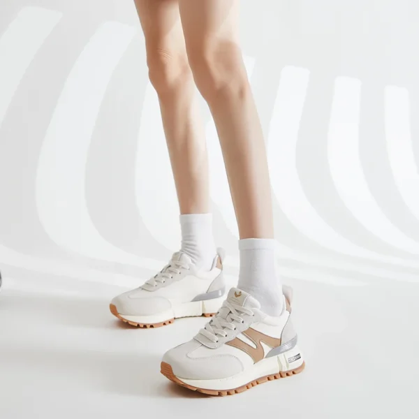 SOMILISS Genuine Leather Women Sneakers Lace-Up Round Toe Casual Shoes - Image 3