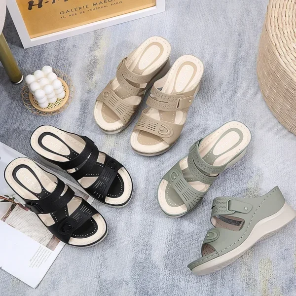 Women Platform Slippers Retro Casual Beach Sandals Peep Toe Shoes - Image 4