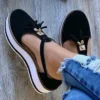 Comfy Work Shoes Womens Height Increase Fringe Buckle Casual Sandals - Image 6