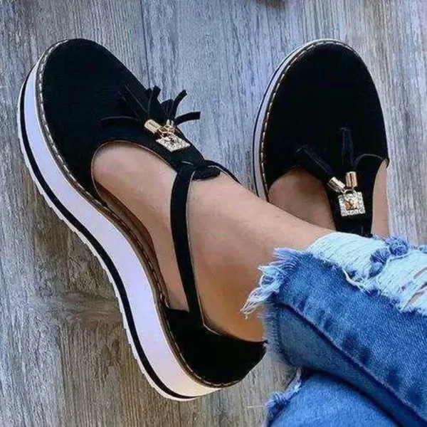 Comfy Work Shoes Womens Height Increase Fringe Buckle Casual Sandals - Image 6