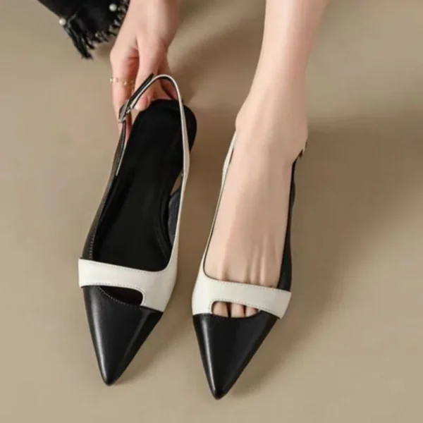 Comfy Work Shoes Womens Pointed Leather Color Block Light Sandals - Image 2