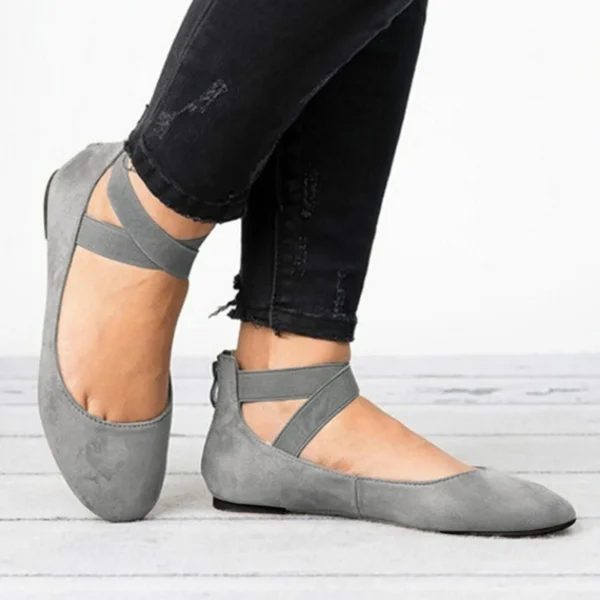 Comfy Work Shoes Womens Breathable Elastic Band Zipper Flat Sandals - Image 4
