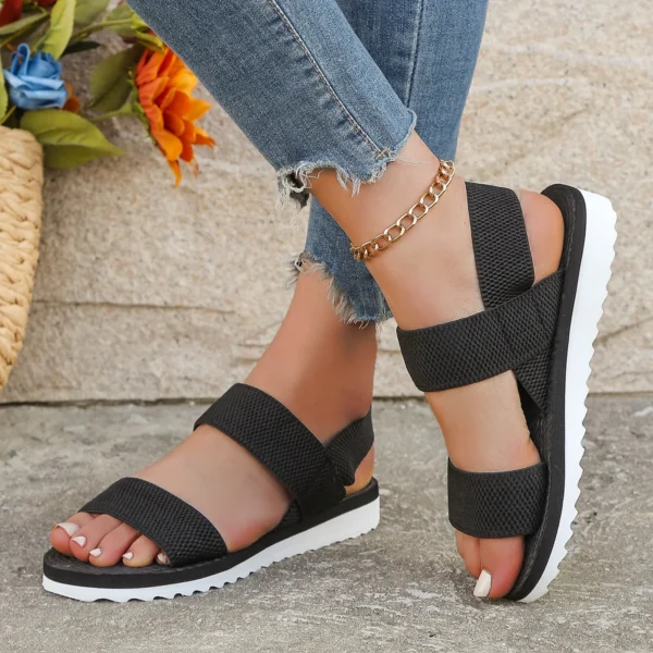 Comfy Work Shoes Womens Fashion Anti-Slip Flat Sandals Pure Black